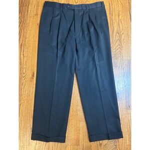 Brooks Brothers 346 Mens Black 100% Wool Pleated Dress Pants Size 40/30